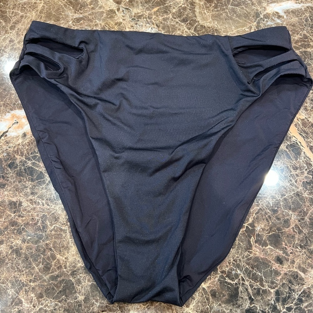 NWT- Trina Turk High Waisted Bikini Bottom- Size 8- Black